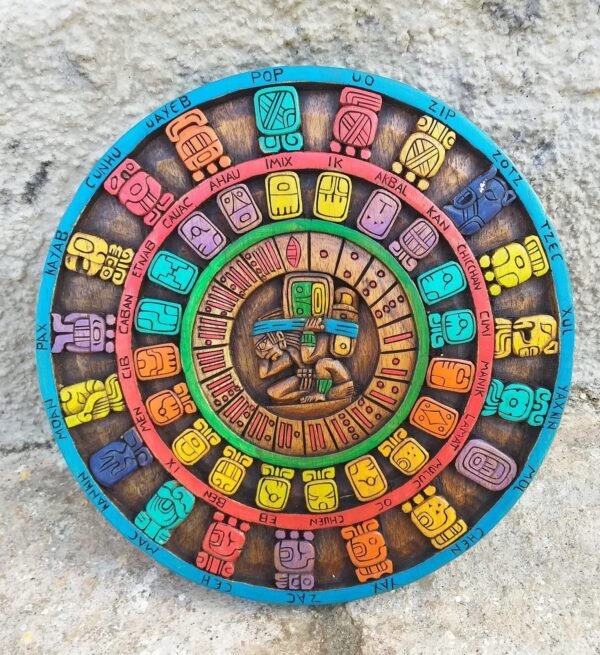 Prehispanic Mayan Art, Mayan calendar, Mexican painting, Wood carving, Handcrafted - Image 2