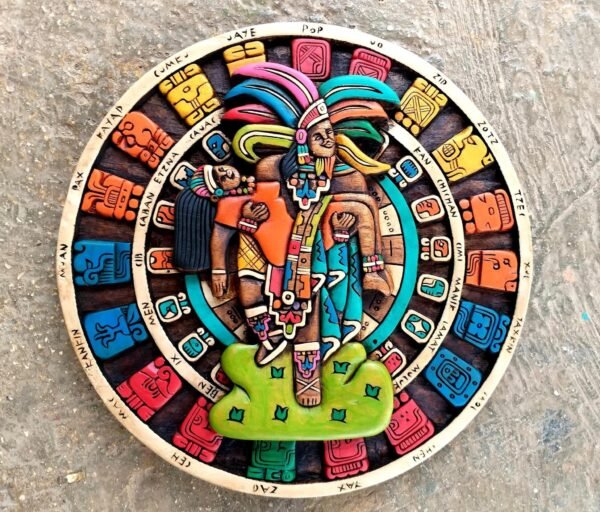 Prehispanic Mayan Art, Mayan calendar, Mexican painting, Popocatepetl and Iztaccihuatl, Wood carving, Handcrafted ASK FOR CUSTOMIZE - Image 2