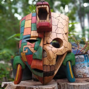 Prehispanic Wooden mask, Mayan culture, Mexican wall art, Hand carved ASK FOR CUSTOMIZE