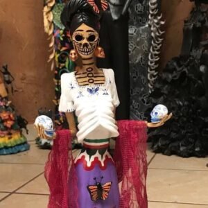 Catrina Skull Frida Kahlo Doll, Michoacan Mexico Made by Artisans Day of the dead, Human skeleton, Mexican decorations, Sugar skull 19.7”