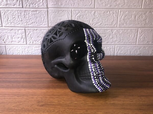 Sugar skull, Catrina, Day of the Dead ornaments, skull as Mexican decoration, human skull sculpture, 6” high - Image 2