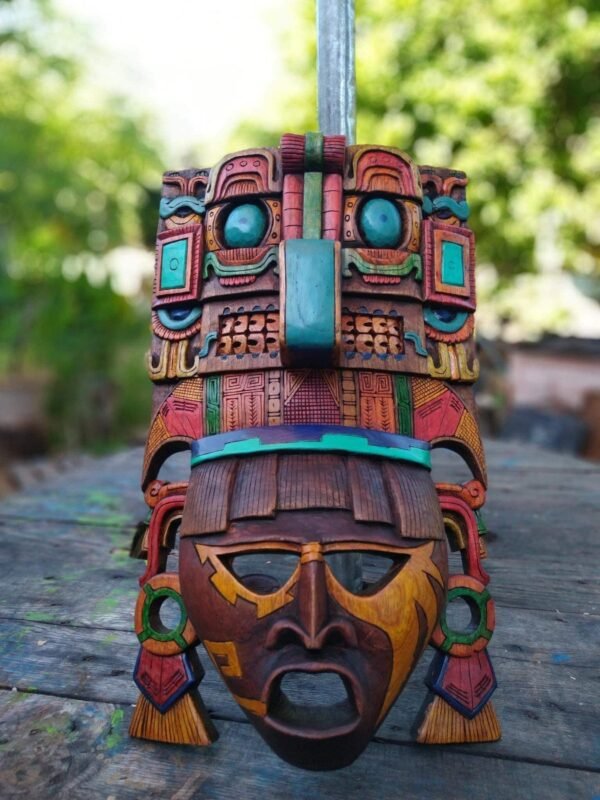 Prehispanic Wooden mask, Mayan culture, Mexican wall art, Hand carved ASK FOR CUSTOMIZE