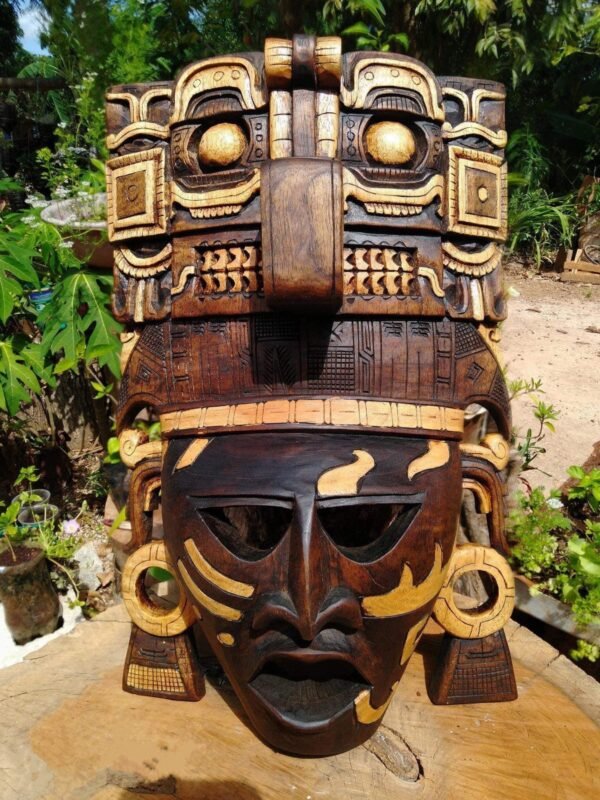 Prehispanic Wooden mask, Mayan culture, Mexican wall art, Hand carved ASK FOR CUSTOMIZE