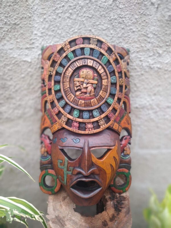 Prehispanic Wooden mask, Mayan culture, Mexican wall art, Hand carved ASK FOR CUSTOMIZE - Image 2