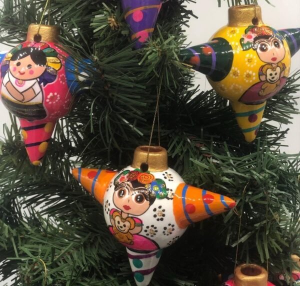 6 pieces of Ceramic Christmas ornaments / Piñata ornaments, inspired by the Talavera of Mexican art, Christmas ornaments