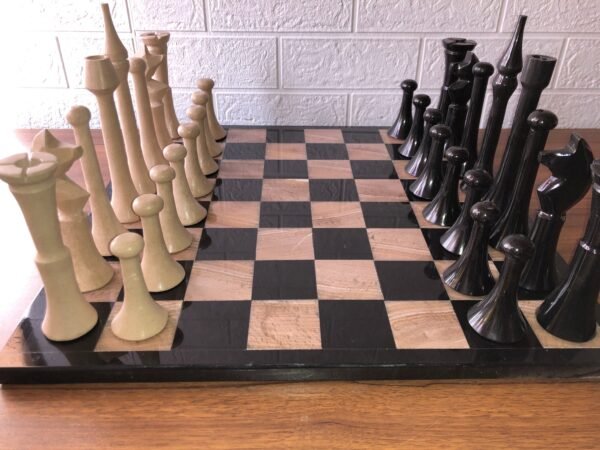 XL LARGE Chess set 16.53” x 16.53”, Marble Chess set in black and brown, Stone Chess Set, Chess set handmade, Italian design - Image 2