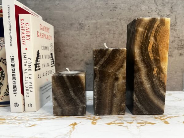 Onyx Candle Holder, Brown Candle Holder, Stone candle, Marble decorations, Tea Light Holder, Set of 3 pieces - Image 2