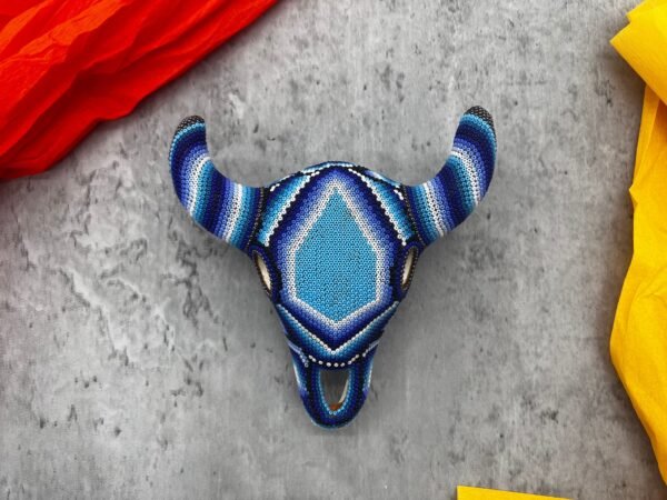 Sheep Sculpture Huichol Statue Of Mexican Folk Art, Bighorn Sheep Wixarika As A Mexican Decorative Figure, Made Of Resin And Beads - Image 2