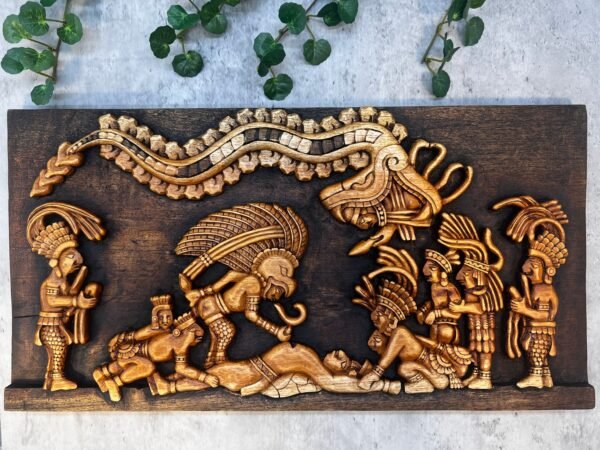 Aztec Art, Mayan art, Mexican painting, The sacrifice, Prehispanic, Wood carving, Handcrafted ASK FOR CUSTOMIZE - Image 2