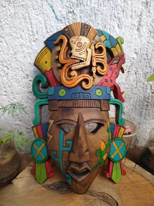 Prehispanic Wooden mask, Mayan culture, Mexican wall art, Hand carved ASK FOR CUSTOMIZE - Image 2