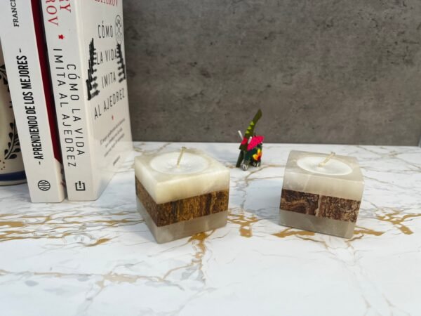 Onyx Candle Holder, Grey Candle Holder, Stone candle, Marble decorations, Tea Light Holder, Set of 2 pieces