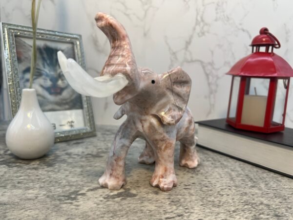 Marble Elephant Sculpture, Animal Carved In Stone Luxury Elephant For Gift For Home Decor - Image 2