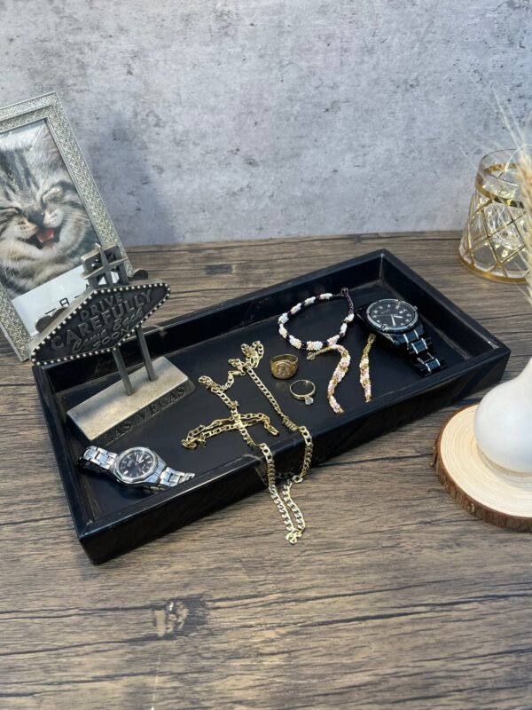 Marble dinning table, Marble tray, Wine serving tray, Vanity tray bathroom, Large serving tray, Marble jewelry tray, Black marble tray - Image 2