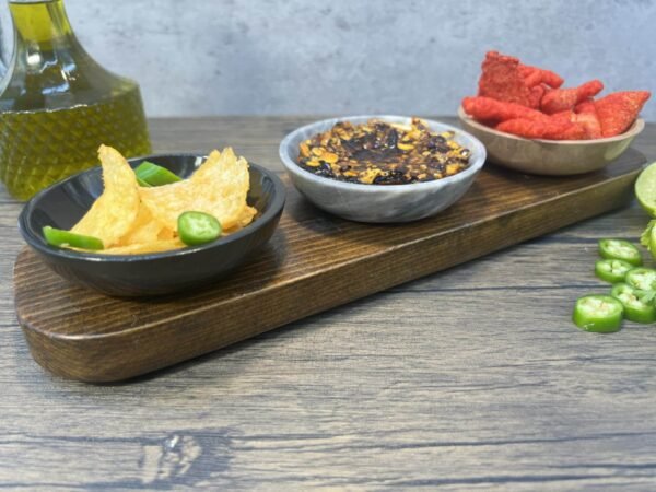 Wood serving tray, Gemstone bowl, Snack bowl, Sauce dish, Marble bowl, Serving wood bowl, Set of 4 pieces - Image 2
