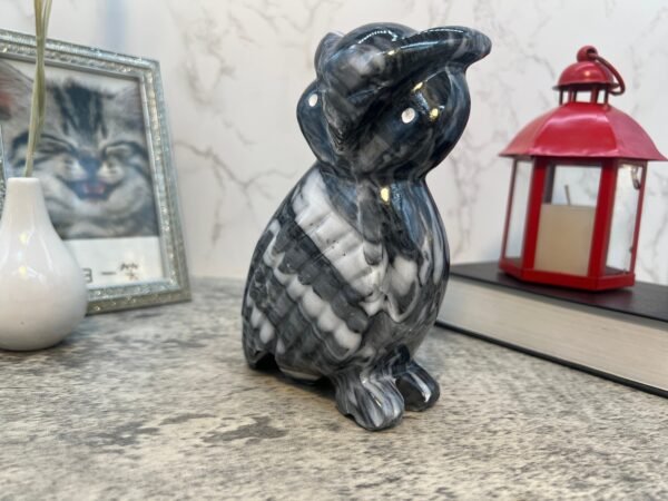 Owl statue, Stone owl, Owl figure, Owl carving, Marble decor, Carved stone animal, Owl table decor - Image 2