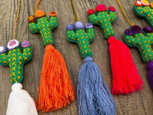 Christmas ornaments, Mexican christmas, Mexican ornaments, Hanging cactus, Cactus pendant, Cactus keychain, Mexican tassel - Image 2