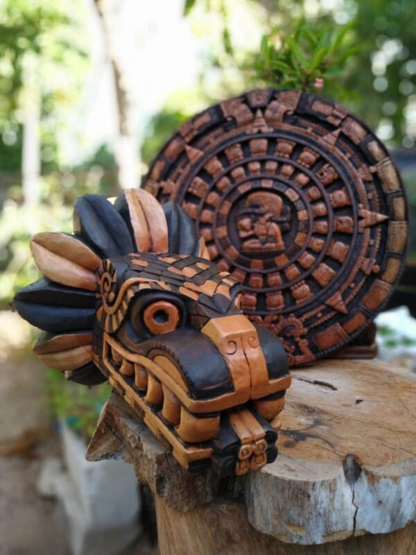 Quetzalcóatl Prehispanic Wooden mask, Mayan culture, Mexican wall art, Hand carved ASK FOR CUSTOMIZE