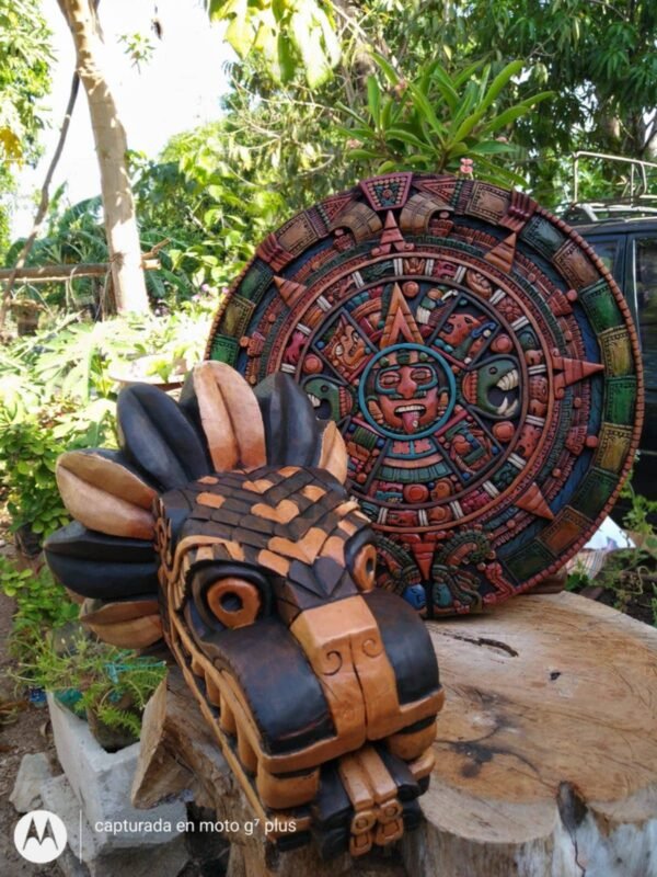 Quetzalcóatl Prehispanic Wooden mask, Mayan culture, Mexican wall art, Hand carved ASK FOR CUSTOMIZE - Image 2