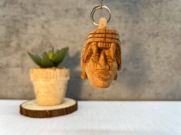Mayan wooden keychain, Mexican folk art, Mexican mask, Mayan art, Mayan mask, Prehispanic, Mayan statue - Image 2