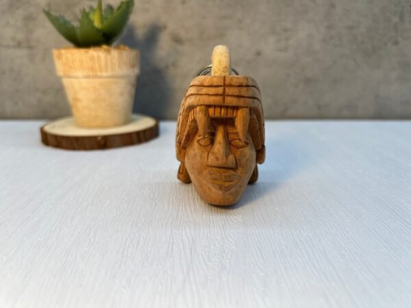Mayan wooden keychain, Mexican folk art, Mexican mask, Mayan art, Mayan mask, Prehispanic, Mayan statue