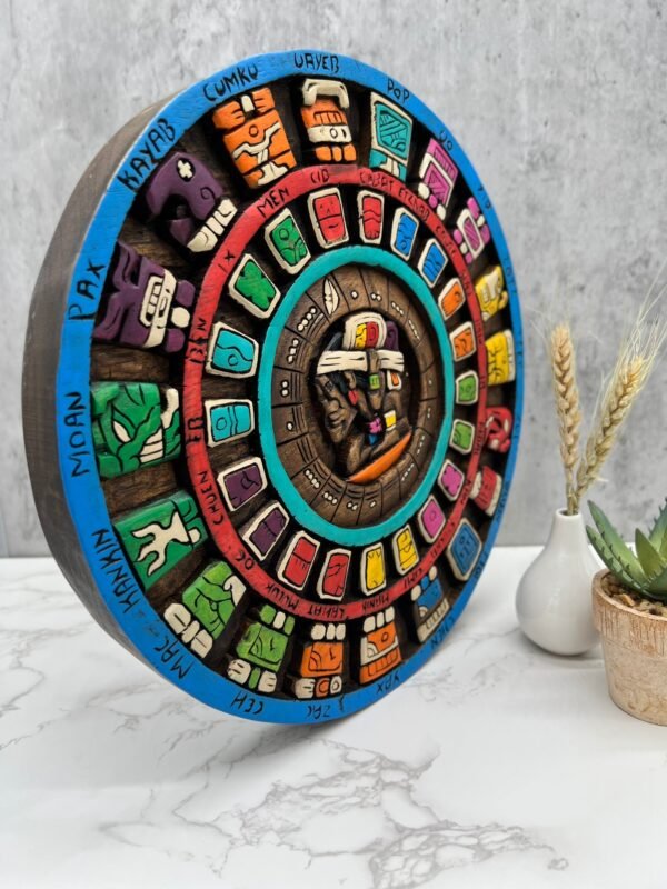 Prehispanic Mayan Art, Mayan calendar, Mexican painting, Wood carving, Handcrafted ASK FOR CUSTOMIZE - Image 2
