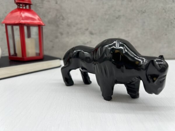 Bison art, Buffalo figur, Buffalo figure, Marble decor, Buffalo statue, Carved stone animal, Bison decor - Image 2