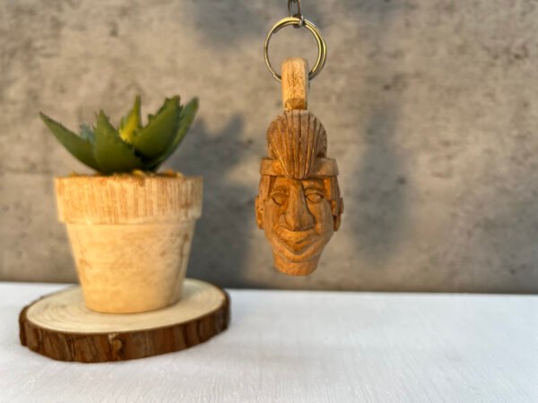 Mayan wooden keychain, Mexican folk art, Mexican mask, Mayan art, Mayan mask, Prehispanic, Mayan statue - Image 2