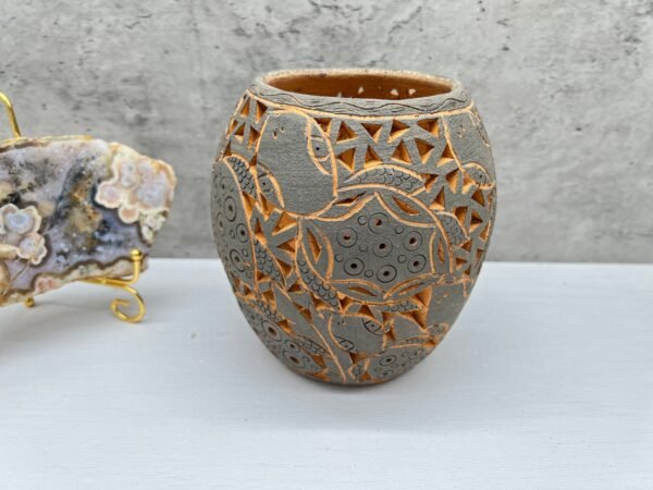 Mexican pottery, Clay plant pot, Pottery luminary, White clay vase, Mexican vase, Mexican clay pot, Oaxaca pottery, White pottery vase - Image 2