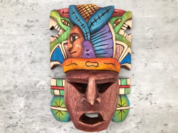 Prehispanic Wooden mask, Mayan culture, Mexican wall art, Hand carved ASK FOR CUSTOMIZE - Image 2