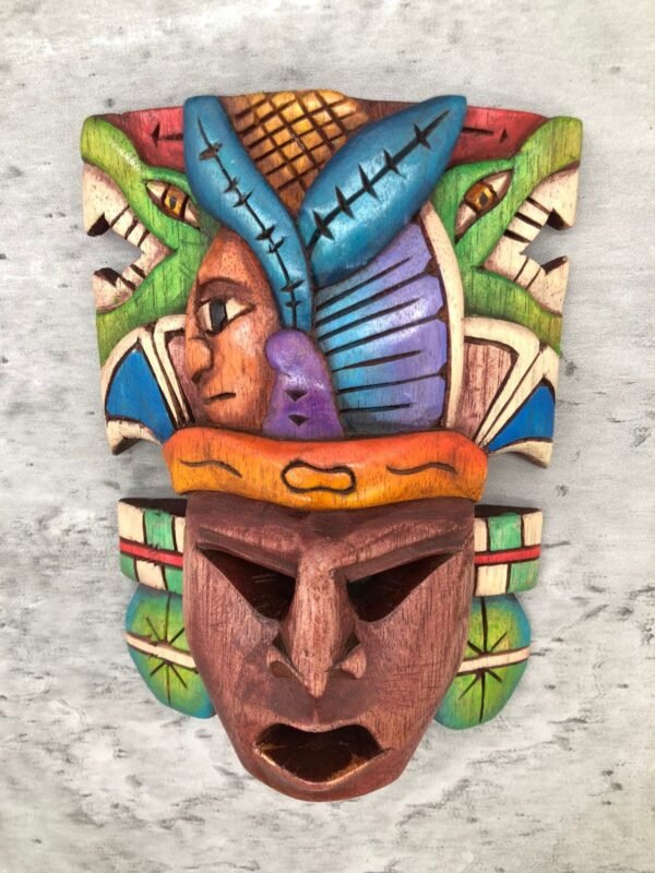 Prehispanic Wooden mask, Mayan culture, Mexican wall art, Hand carved ASK FOR CUSTOMIZE - Image 5