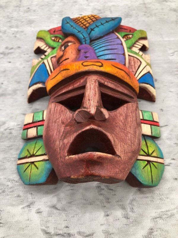 Prehispanic Wooden mask, Mayan culture, Mexican wall art, Hand carved ASK FOR CUSTOMIZE - Image 6