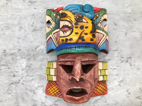 Prehispanic Wooden mask, Mayan culture, Mexican wall art, Hand carved ASK FOR CUSTOMIZE - Image 2
