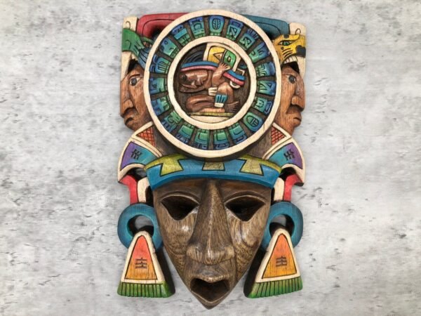 Prehispanic Wooden mask, Mayan culture, Mexican wall art, Hand carved ASK FOR CUSTOMIZE - Image 2