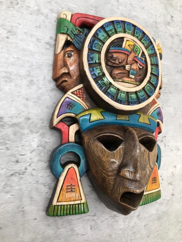 Prehispanic Wooden mask, Mayan culture, Mexican wall art, Hand carved ASK FOR CUSTOMIZE - Image 3