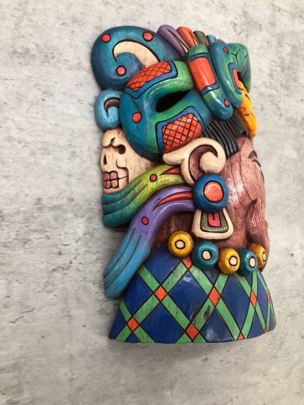 Prehispanic Wooden mask, Mayan culture, Mexican wall art, Hand carved ASK FOR CUSTOMIZE - Image 4