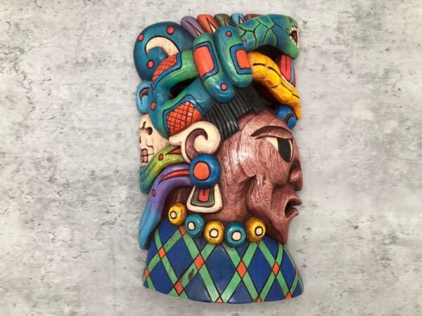 Prehispanic Wooden mask, Mayan culture, Mexican wall art, Hand carved ASK FOR CUSTOMIZE - Image 2
