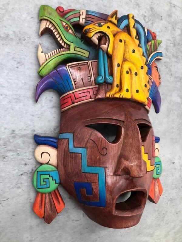 Prehispanic Wooden mask, Mayan culture, Mexican wall art, Hand carved ASK FOR CUSTOMIZE - Image 3