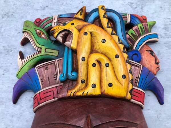 Prehispanic Wooden mask, Mayan culture, Mexican wall art, Hand carved ASK FOR CUSTOMIZE - Image 5