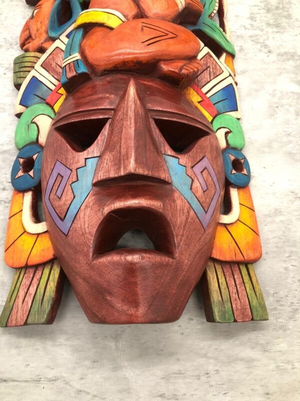 Prehispanic Wooden mask, Mayan culture, Mexican wall art, Hand carved ASK FOR CUSTOMIZE - Image 6