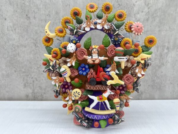 Lele Treasure Toys And Gifts Tree Of Life, Candle Holder, Candelabra, Arbol de la vida, Mexican Pottery, Mexican Candelabra 9” High - Image 2