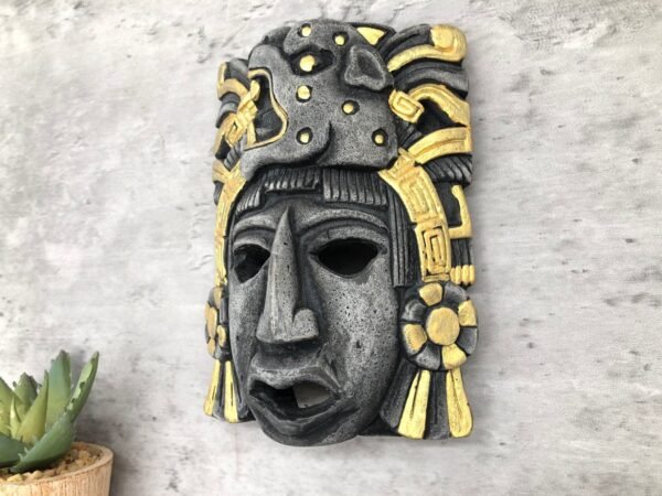 Prehispanic Mask, Ceremonies And Festivals Mayan Culture, Altar And Home Decor. Mexican Wall Art, Plaster Hand Carved - Image 3