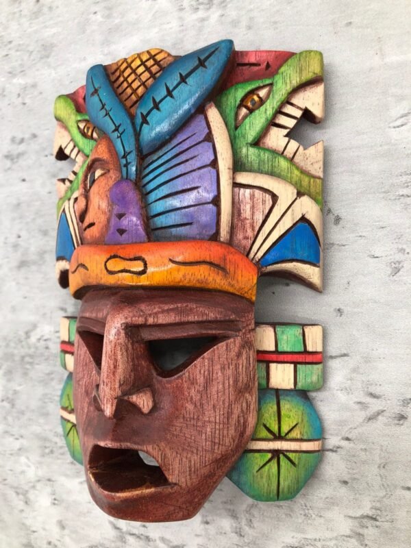 Prehispanic Wooden mask, Mayan culture, Mexican wall art, Hand carved ASK FOR CUSTOMIZE - Image 4