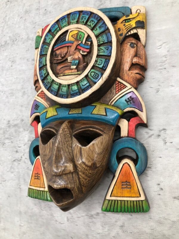 Prehispanic Wooden mask, Mayan culture, Mexican wall art, Hand carved ASK FOR CUSTOMIZE - Image 4