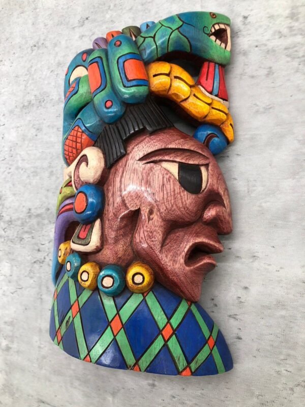 Prehispanic Wooden mask, Mayan culture, Mexican wall art, Hand carved ASK FOR CUSTOMIZE - Image 3