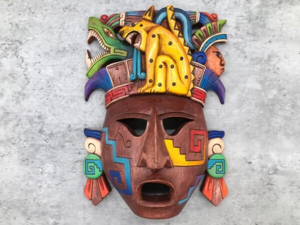 Prehispanic Wooden mask, Mayan culture, Mexican wall art, Hand carved ASK FOR CUSTOMIZE - Image 2