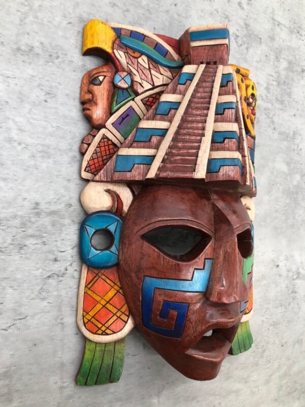 Prehispanic Wooden mask, Mayan culture, Mexican wall art, Hand carved ASK FOR CUSTOMIZE - Image 4