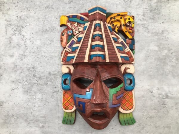 Prehispanic Wooden mask, Mayan culture, Mexican wall art, Hand carved ASK FOR CUSTOMIZE - Image 2