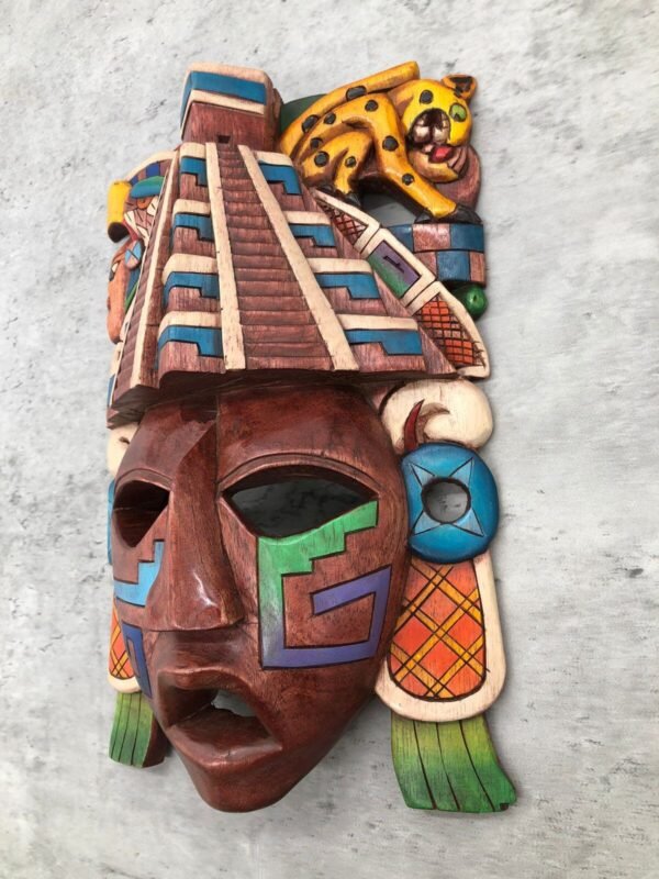 Prehispanic Wooden mask, Mayan culture, Mexican wall art, Hand carved ASK FOR CUSTOMIZE - Image 3