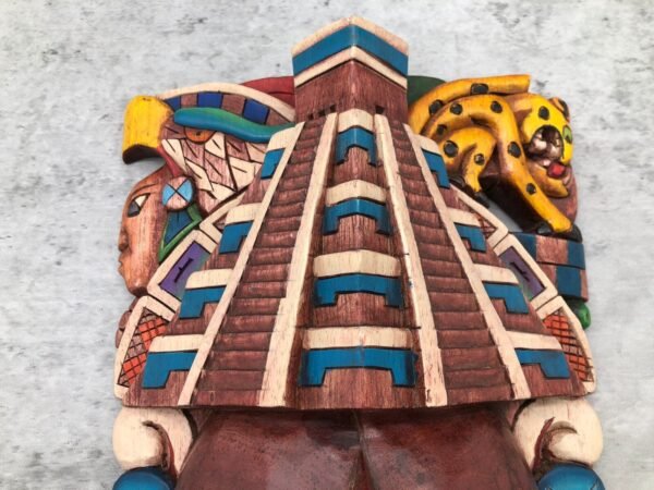 Prehispanic Wooden mask, Mayan culture, Mexican wall art, Hand carved ASK FOR CUSTOMIZE - Image 5