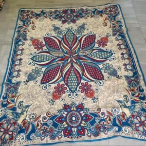 Handcrafted Mexican Quilt - Traditional Floral Motif Bird Design - Artisan Bed Cover - Luxurious Home Decor - Double Bed - For Winter Home